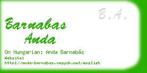 barnabas anda business card