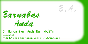 barnabas anda business card